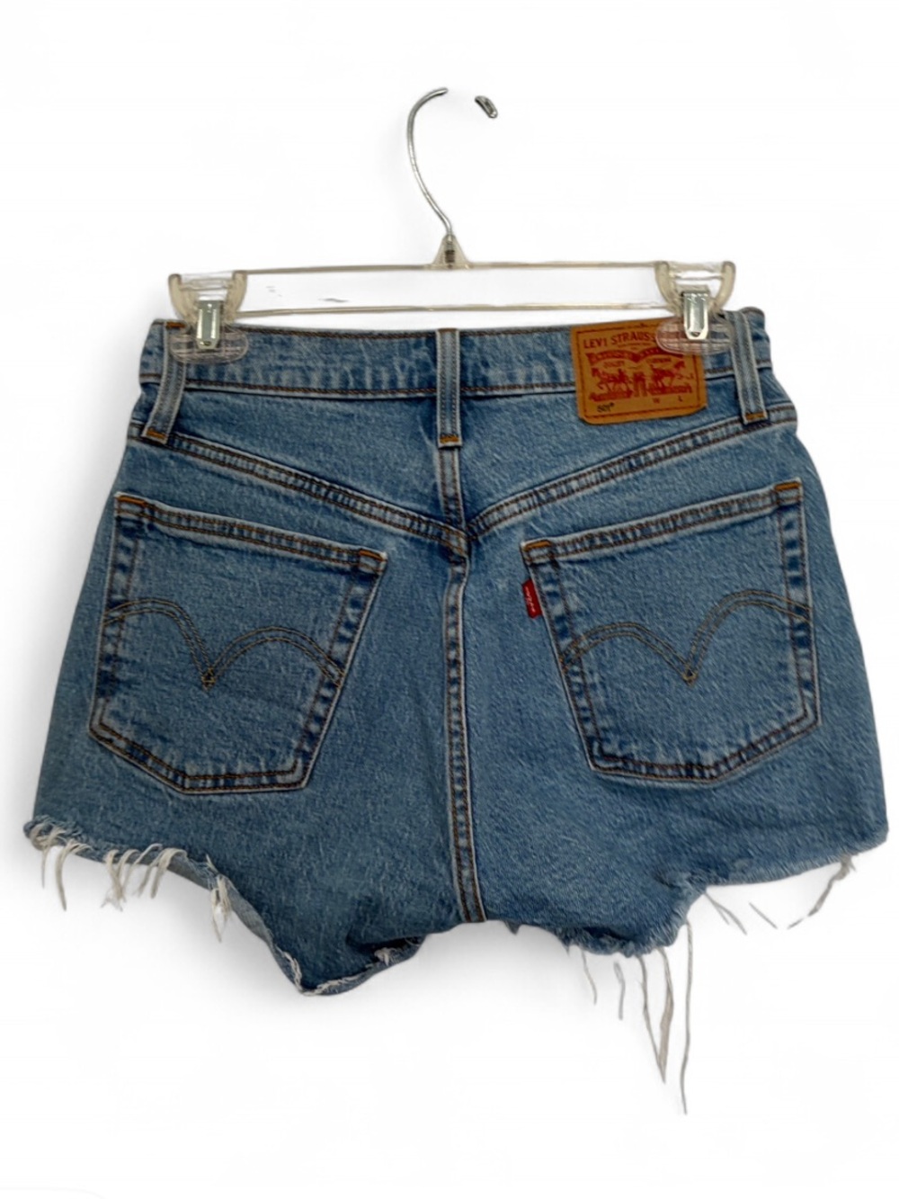 Levi's 501 Blue High-Rise Button Fly Denim Cutoff Shorts